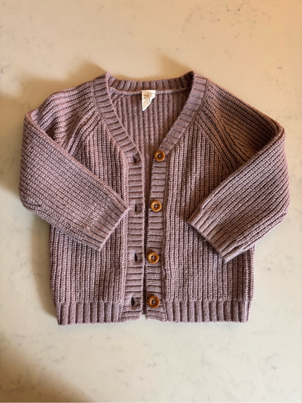 H&M Dusty Mauve Ribbed Knit Cardigan